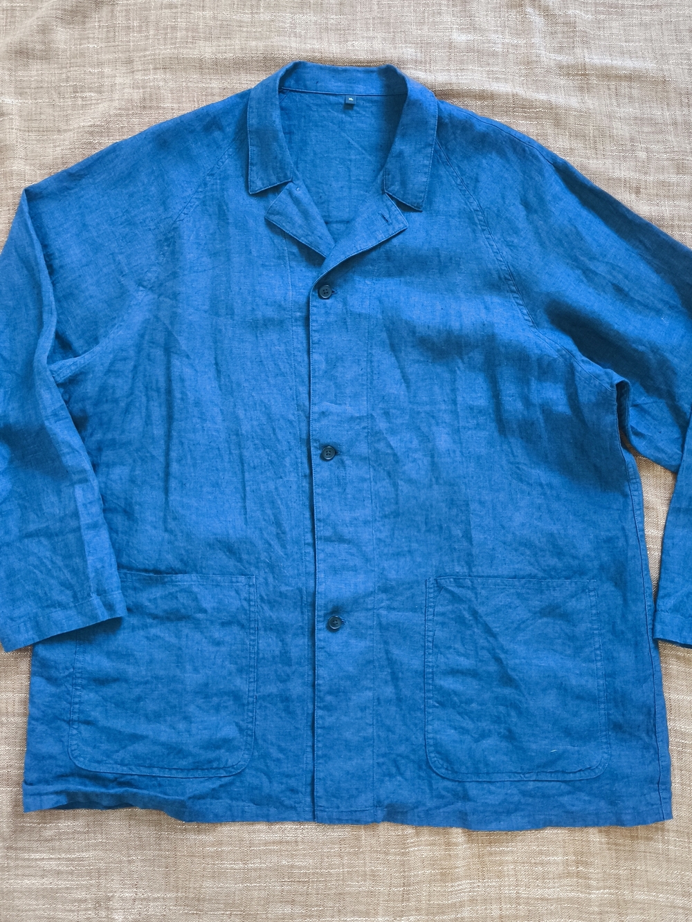 Muji 100 % Linen Chore Jacket Unstructed Men's Blue Linen Boxy Oversized Size XL - Picture 12 of 15